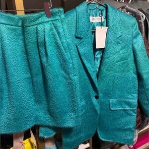 MAX MARA Teal Blue Mohair Blazer/Coat